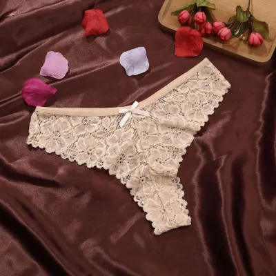 Women Fashion Sexy Solid Color Lace Traceless Ultra-Thin Thong