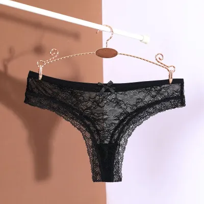 Women'S Fashion Sexy Solid Color Lace Hollow Low Waist Thong