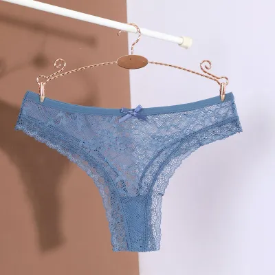 Women'S Fashion Sexy Solid Color Lace Hollow Low Waist Thong