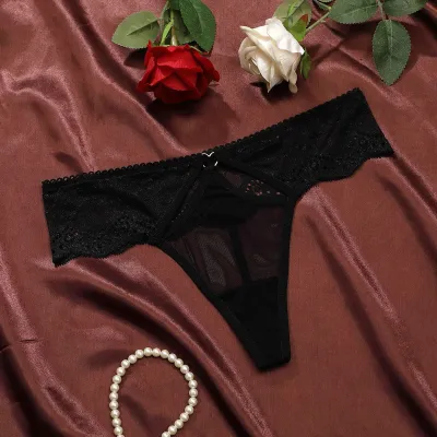 Women Fashion Sexy Solid Solor Lace Hollow Low Waist Thong