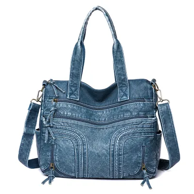 Women'S Fashion Washable Large Capacity Leather Handbag