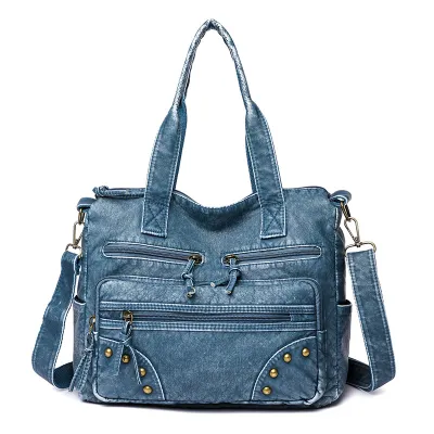 Women'S Fashion Washable Large Capacity Leather Handbag