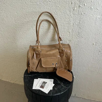 Women Fashion Casual Autumn And Winter Retro Solid Color Shoulder Bag