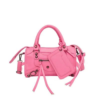 Women Fashion Casual Retro Solid Color Rivet Pillow Handbag