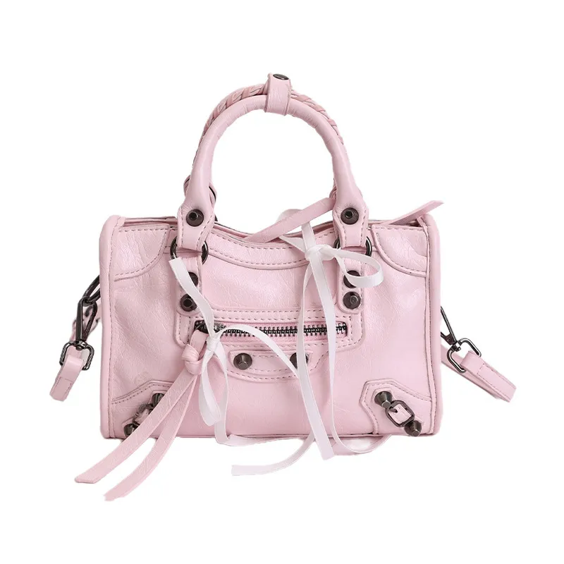 Women Fashion Casual Solid Color Bow Handbag