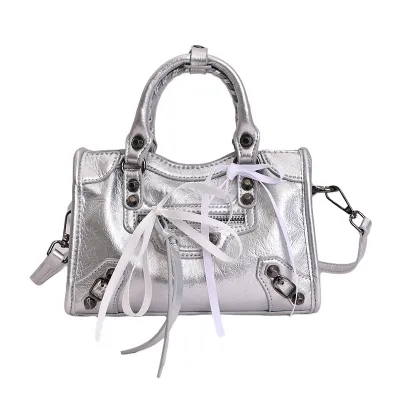 Women Fashion Casual Solid Color Bow Handbag