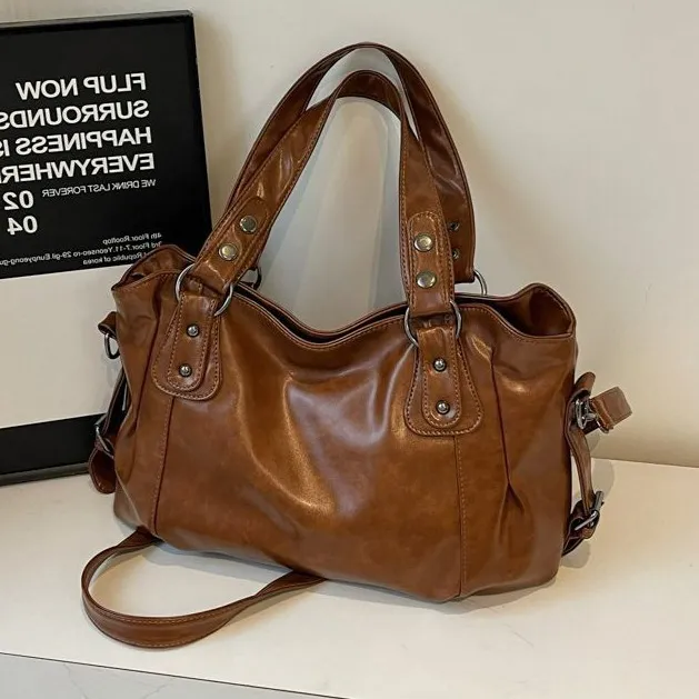 Women Fashion Casual Autumn And Winter Solid Color Large Capacity Shoulder Bag