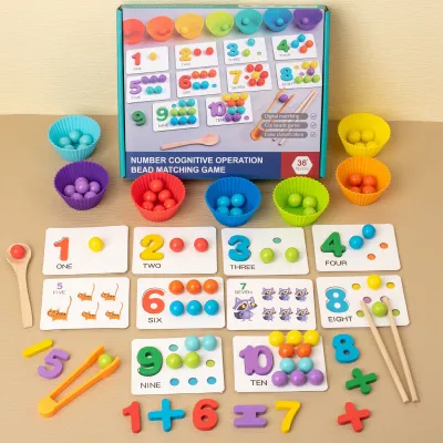 Montessori Math Clip Beads Teaching Aids Action Toys