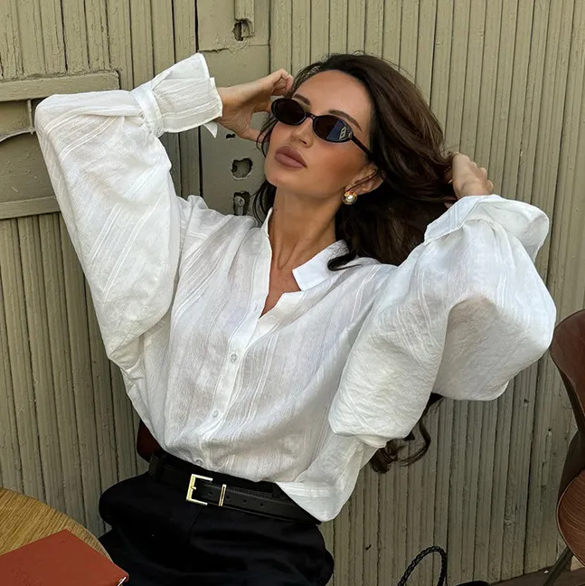 Women'S Fashion Casual Solid Color Simple Long Sleeve Loose Blouse