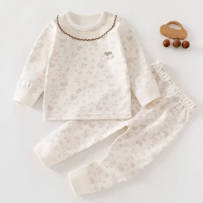 Kids Baby Boys And Girls Fashion Spring And Autumn Cotton Printed Long-Sleeve Top Pants Two-Piece Set