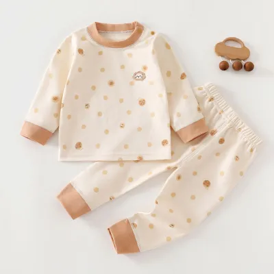 Kids Baby Boys And Girls Fashion Spring And Autumn Cotton Printed Long-Sleeve Top Pants Two-Piece Set