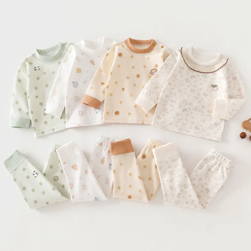 Kids Baby Boys And Girls Fashion Spring And Autumn Cotton Printed Long-Sleeve Top Pants Two-Piece Set