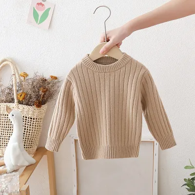 Kids Boy'S And Girls Fashion Autumn And Winter Solid Color Warm Knitted Sweater