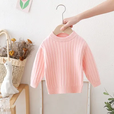 Kids Boy'S And Girls Fashion Autumn And Winter Solid Color Warm Knitted Sweater