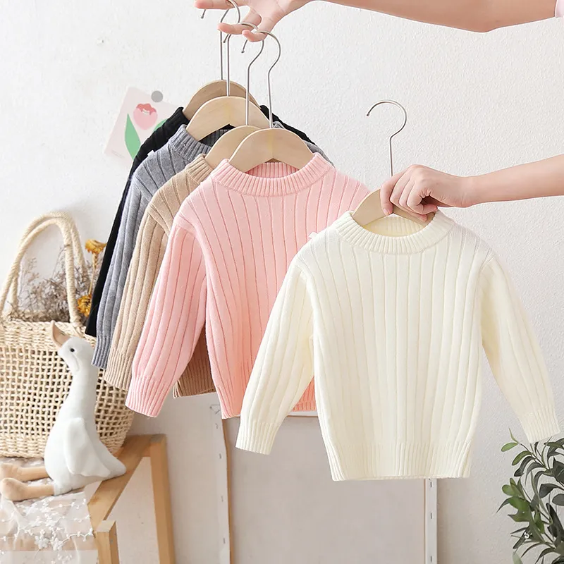 Kids Boy'S And Girls Fashion Autumn And Winter Solid Color Warm Knitted Sweater