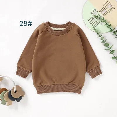 Kids Baby Boys And Girls Fashion Autumn Solid Color Long-Sleeve Sweatshirt