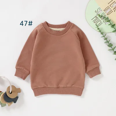 Kids Baby Boys And Girls Fashion Autumn Solid Color Long-Sleeve Sweatshirt