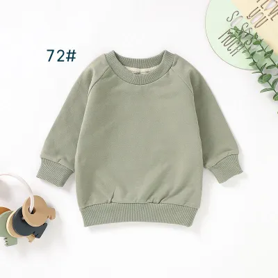 Kids Baby Boys And Girls Fashion Autumn Solid Color Long-Sleeve Sweatshirt