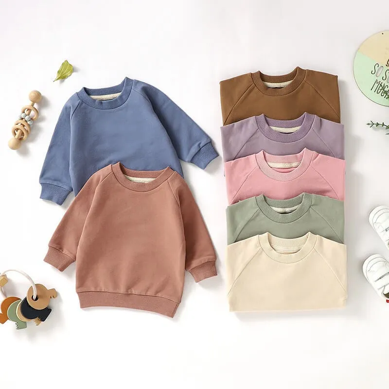 Kids Baby Boys And Girls Fashion Autumn Solid Color Long-Sleeve Sweatshirt