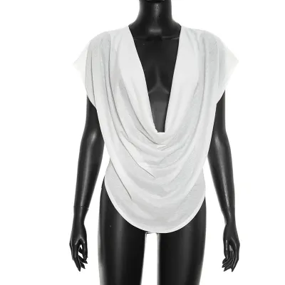 Women Fashion Solid Color Cowl Neck Sleeveless Top