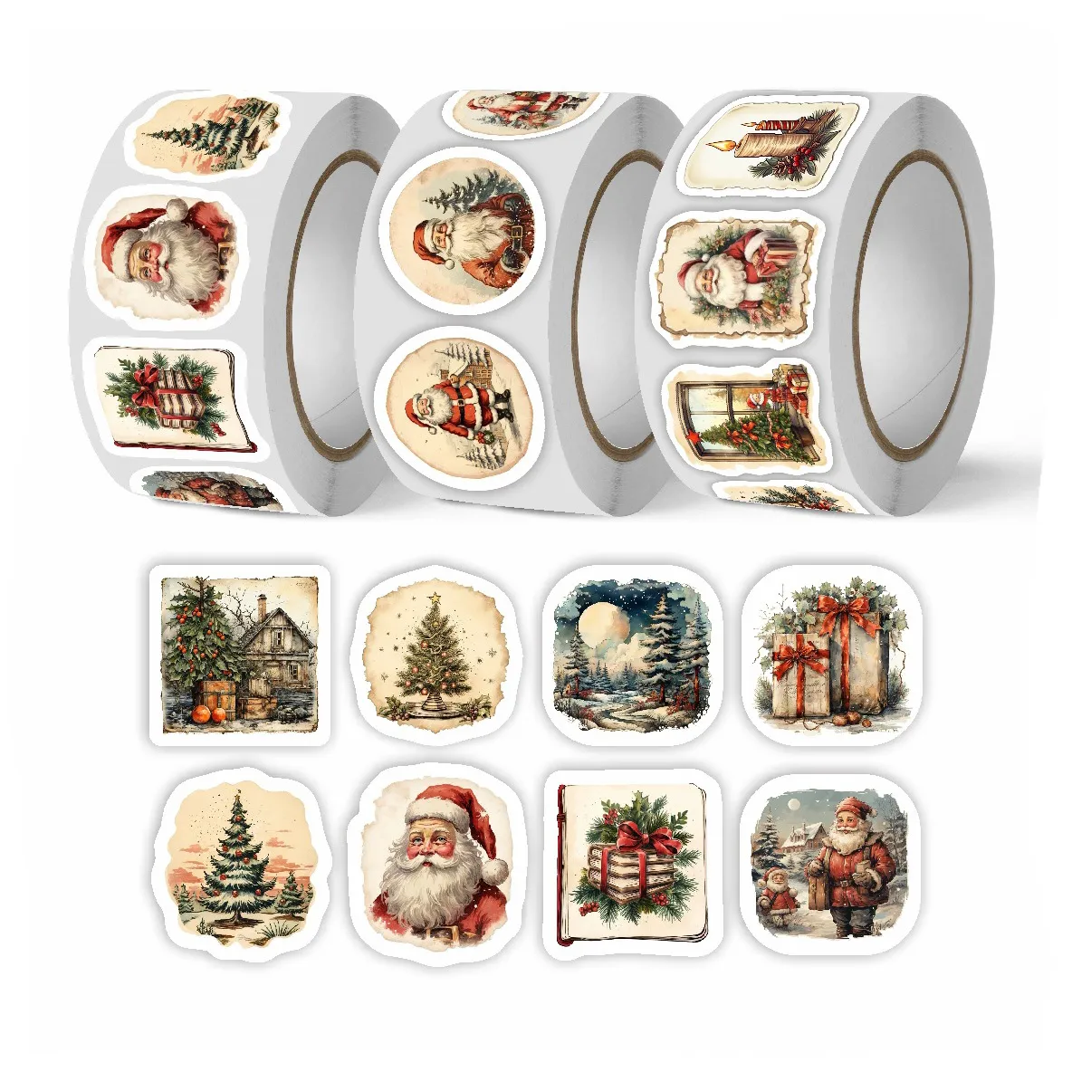 Christmas Gift Decoration Sticker Envelope Greeting Card Sealing 250pcs/Roll