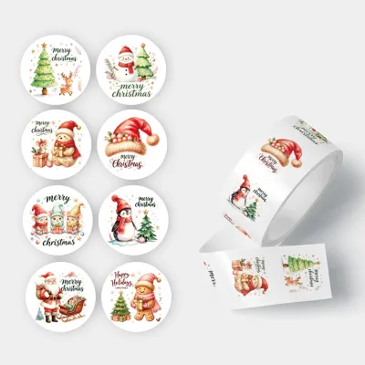 Christmas Cartoon Snowman Christmas Tree Gift Packaging Sealing 250 Stickers/Roll