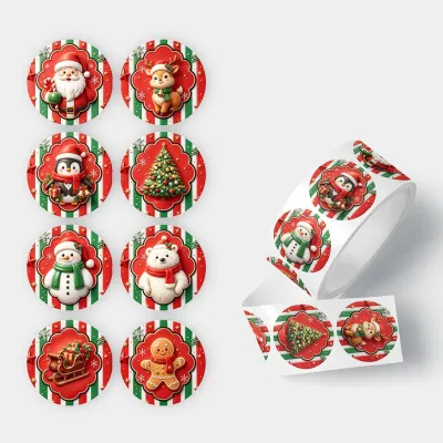Christmas Cartoon Snowman Christmas Tree Gift Packaging Sealing 250 Stickers/Roll