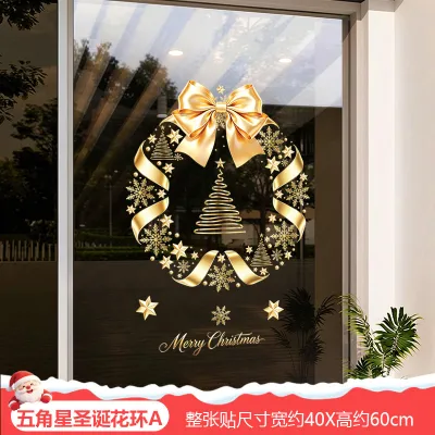 Christmas Glass Stickers Shop Door Electrostatic Stickers Decorative