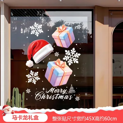 Christmas Glass Stickers Shop Door Electrostatic Stickers Decorative