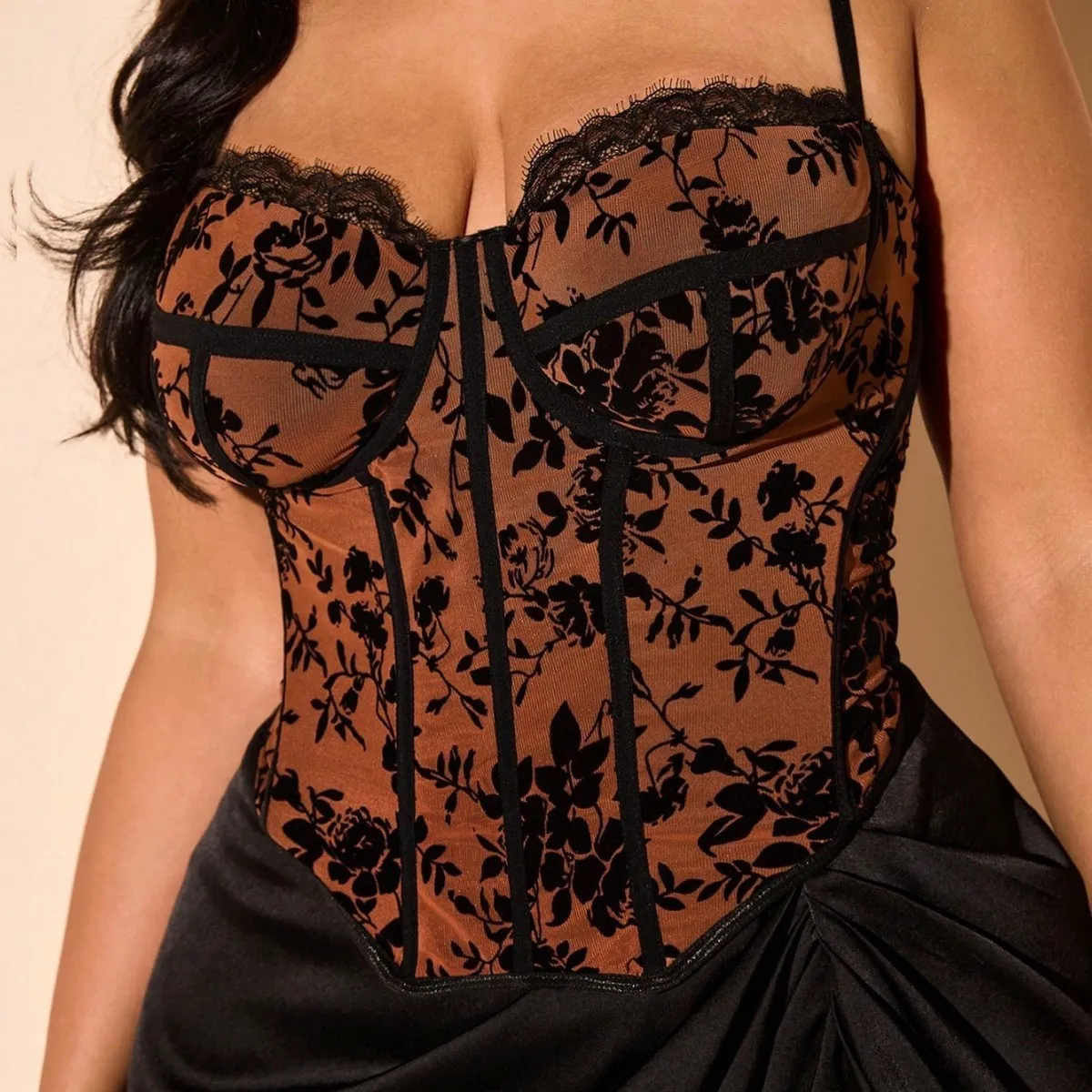 Women Sexy Lace Stitching Body Shaping Fishbone Corset