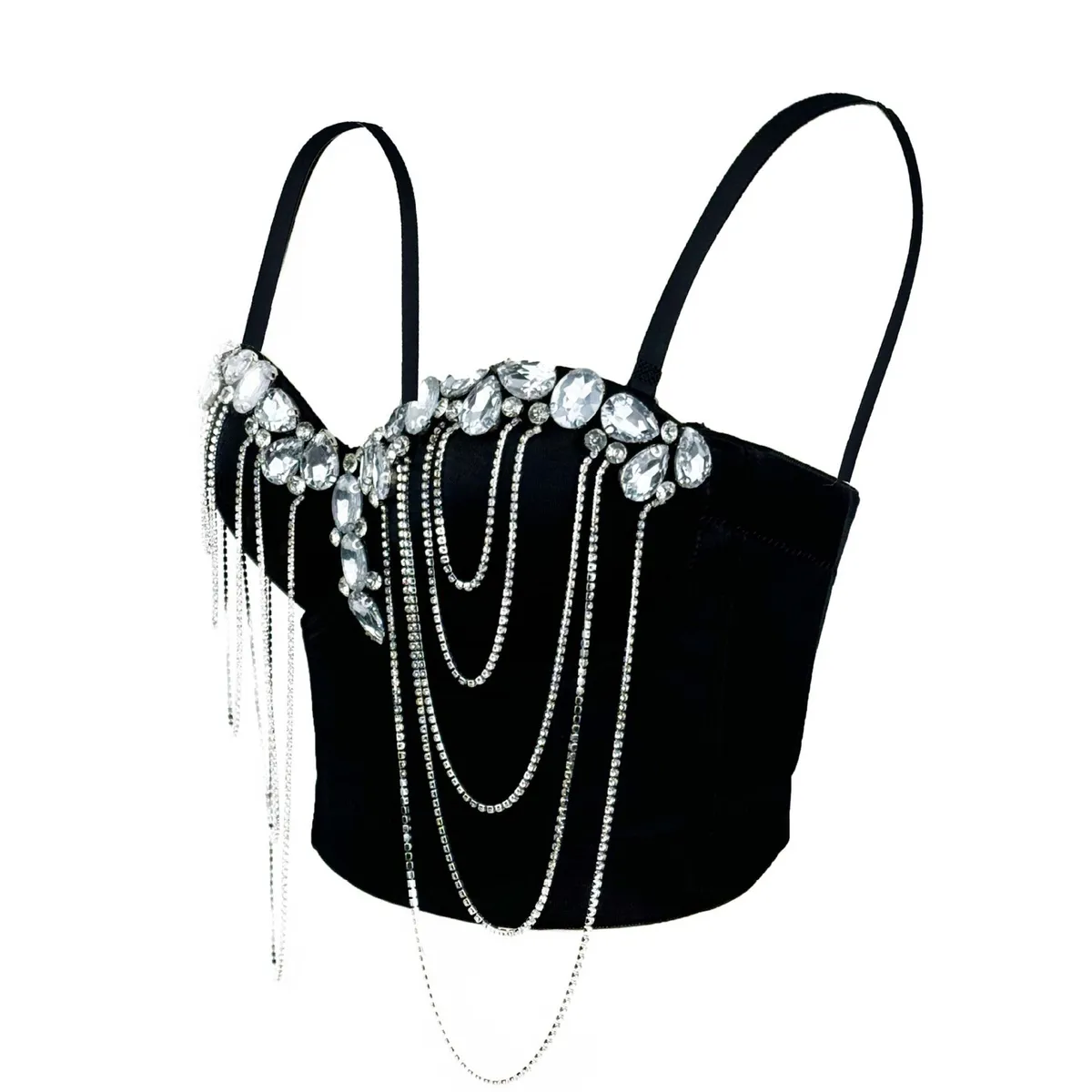 Women Sexy Rhinestone Chain Decoration Corsets