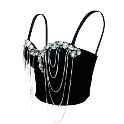 Women Sexy Rhinestone Chain Decoration Corsets