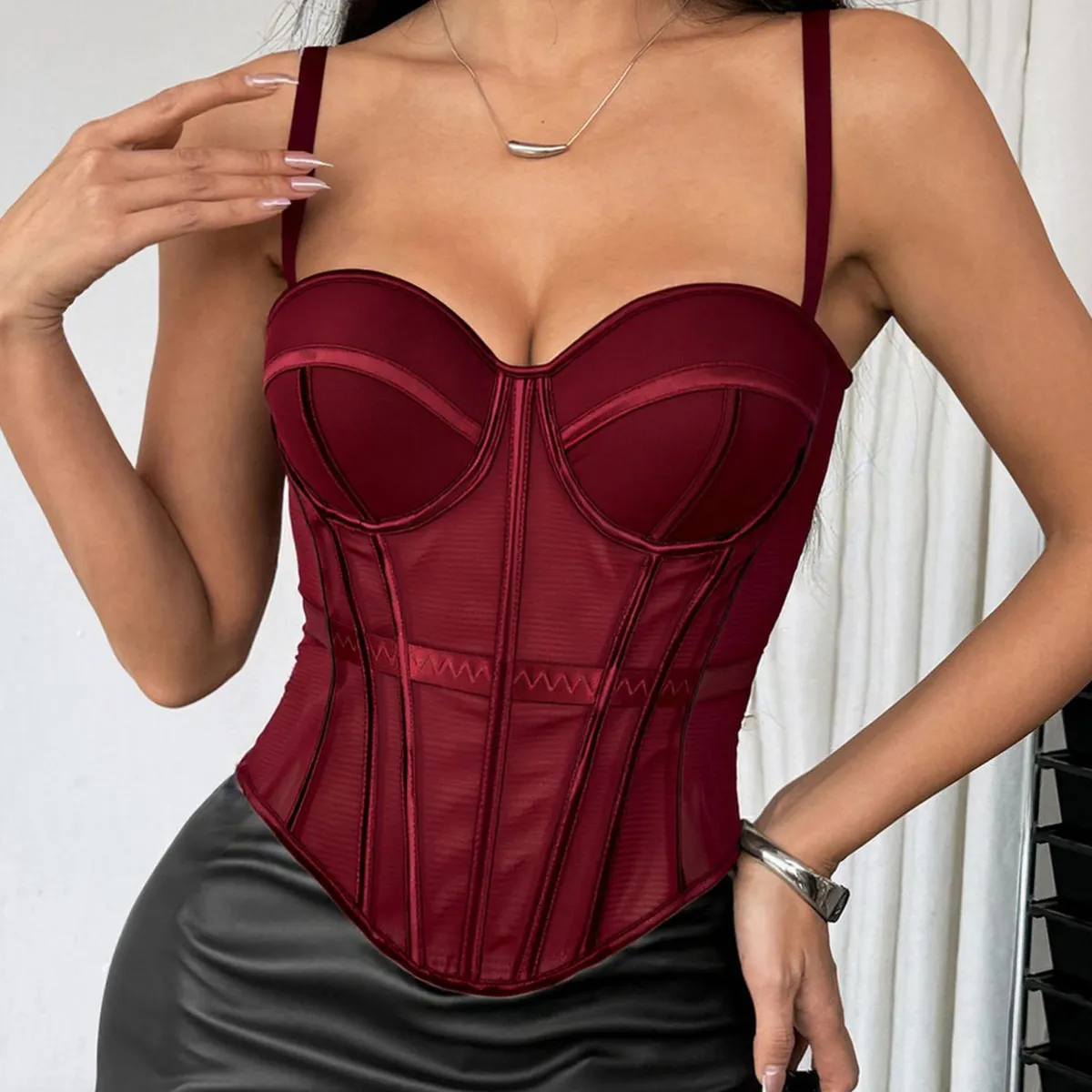 Women Solid Color Fashion Fishbone Corsets