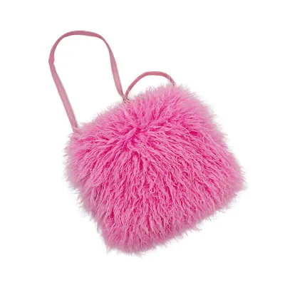 Women Fashion Casual Solid Color Faux Wool Fur Shoulder Bag