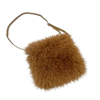 Women Fashion Casual Solid Color Faux Wool Fur Shoulder Bag