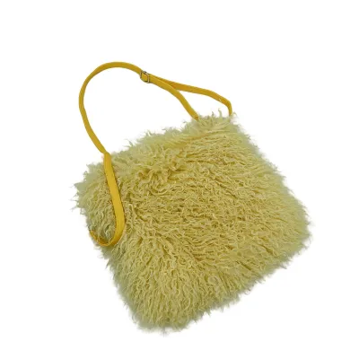 Women Fashion Casual Solid Color Faux Wool Fur Shoulder Bag