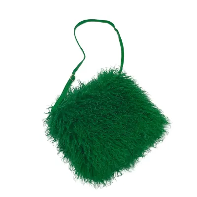 Women Fashion Casual Solid Color Faux Wool Fur Shoulder Bag