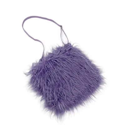 Women Fashion Casual Solid Color Faux Wool Fur Shoulder Bag