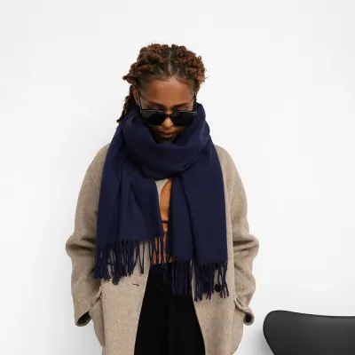 Women Fashion Csaual Autumn Winter Solid Color Imitation Cashmere Warm Long Scarf