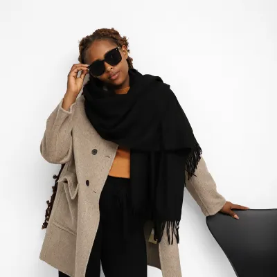 Women Fashion Csaual Autumn Winter Solid Color Imitation Cashmere Warm Long Scarf