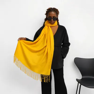 Women Fashion Csaual Autumn Winter Solid Color Imitation Cashmere Warm Long Scarf