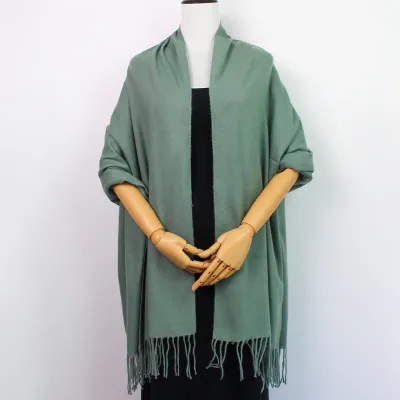 Women Fashion Casual Autumn And Winter Solid Color Thickened Warm Tassel Scarf