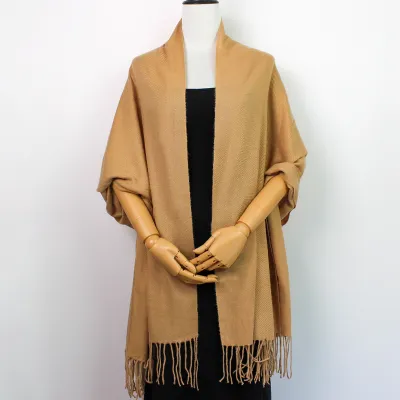Women Fashion Casual Autumn And Winter Solid Color Thickened Warm Tassel Scarf