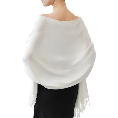Women Fashion Casual Autumn And Winter Solid Color Thickened Warm Tassel Scarf