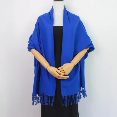 Women Fashion Casual Autumn And Winter Solid Color Thickened Warm Tassel Scarf