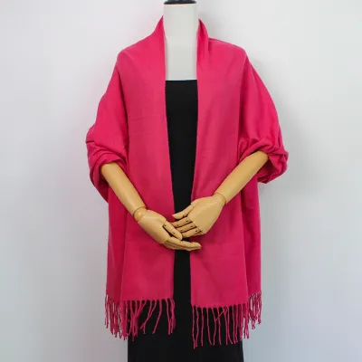 Women Fashion Casual Autumn And Winter Solid Color Thickened Warm Tassel Scarf