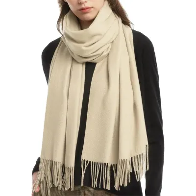 Women Fashion Casual Autumn And Winter Solid Color Thickened Warm Tassel Scarf