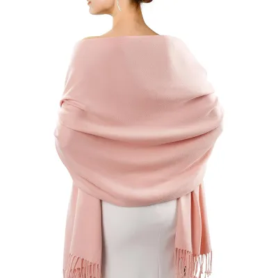 Women Fashion Casual Autumn And Winter Solid Color Thickened Warm Tassel Scarf