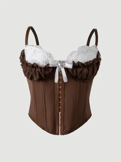 Women Sexy Stitching Lace Fishbone Corsets