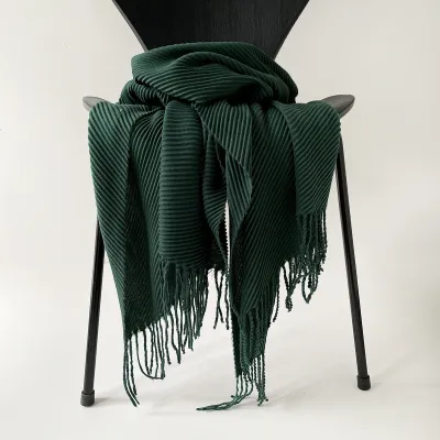 Women Fashion Autumn And Winter Solid Color Thick Warm Imitation Cashmere Scarf